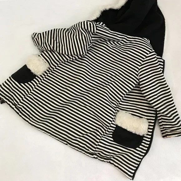 Hula Mula Girls Size 6, Faux Fur Lined Cotton Jersey Ultra Soft Hooded Coat - Picture 2 of 3